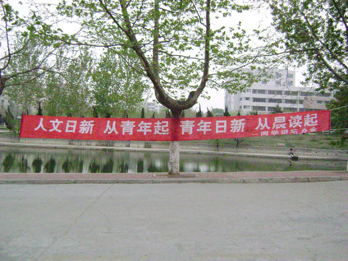 晨读签名条幅